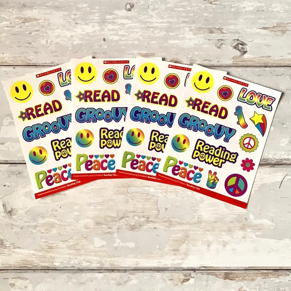 Hippie 60s Peace Love Sticker Sheets Crafts Bundle Set of 4 Kids Adults